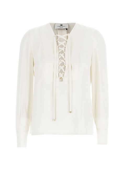 Blusa Elisabetta Franchi donna CA00351E2 193 burro scollo intrecciato ELISABETTA FRANCHI | Camicie | CA00351E2193